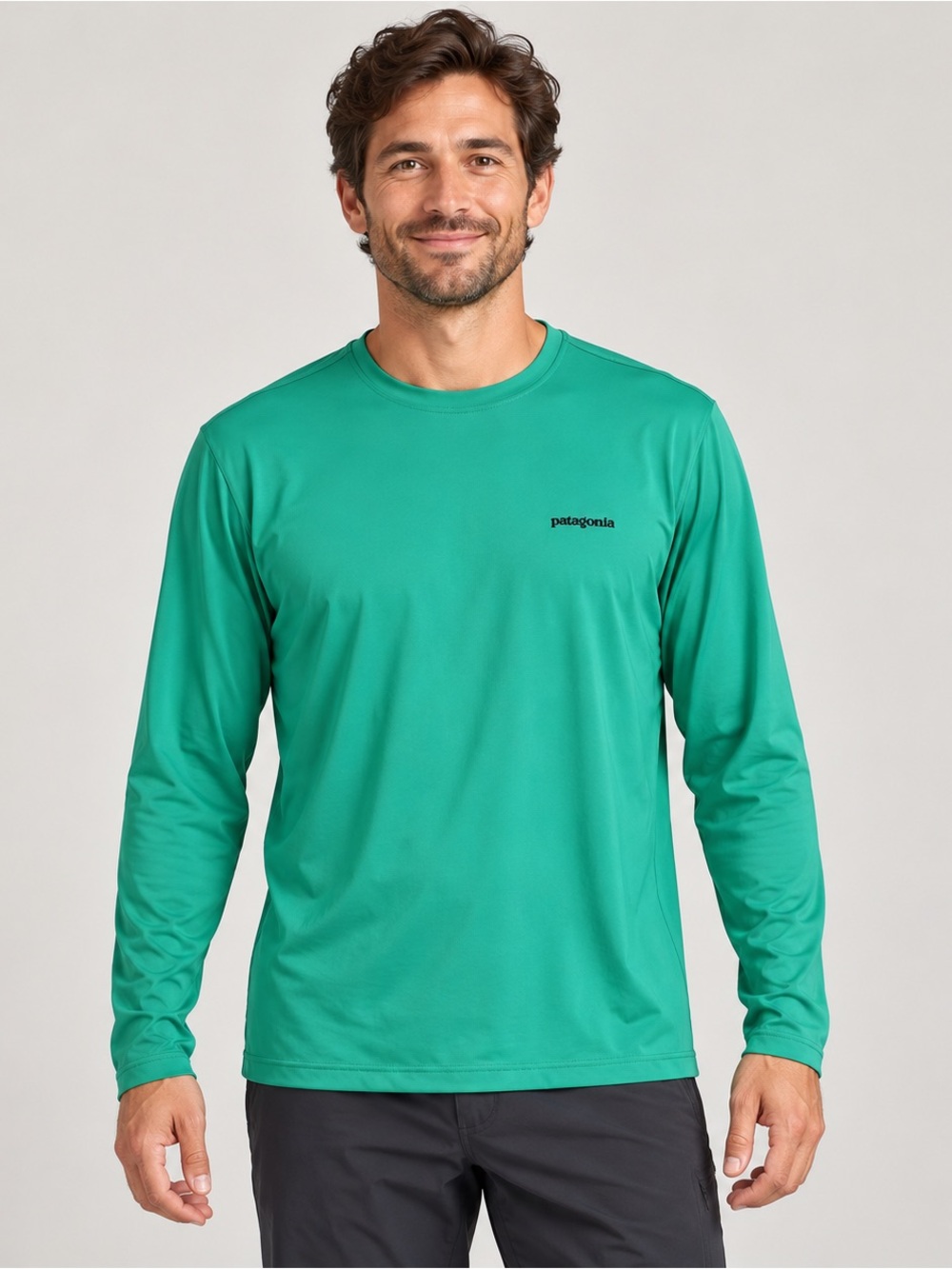 Patagonia Capilene Cool Daily Fish Graphic Long Sleeve Shirt Teal M